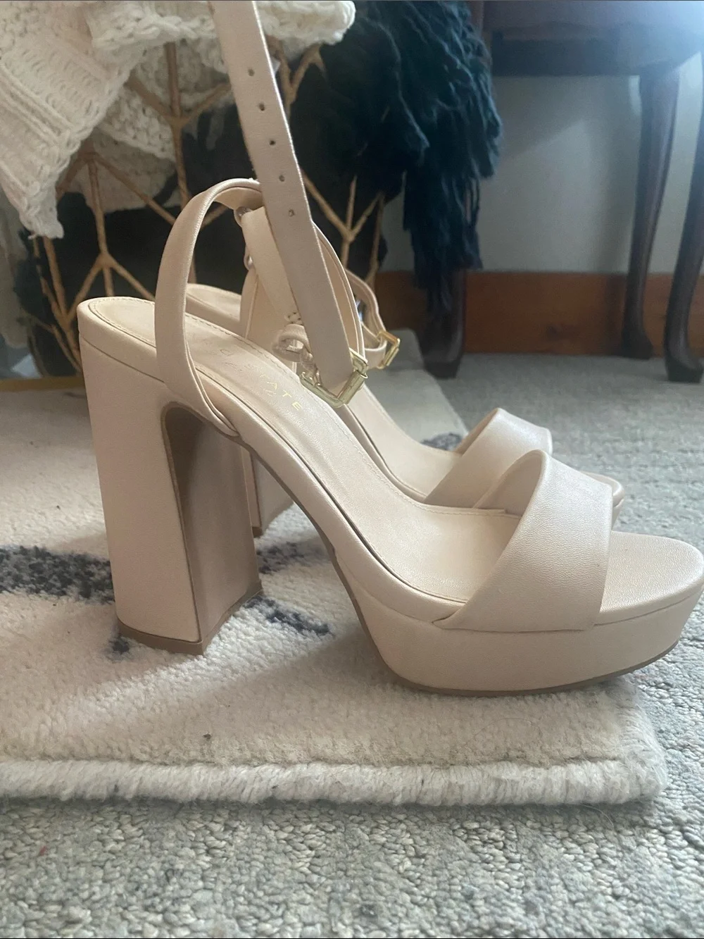 Altar'd State Cream Platform Block Heel Sandals